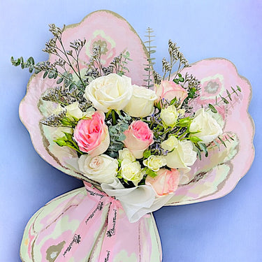 White & Pink Rose Bouquet